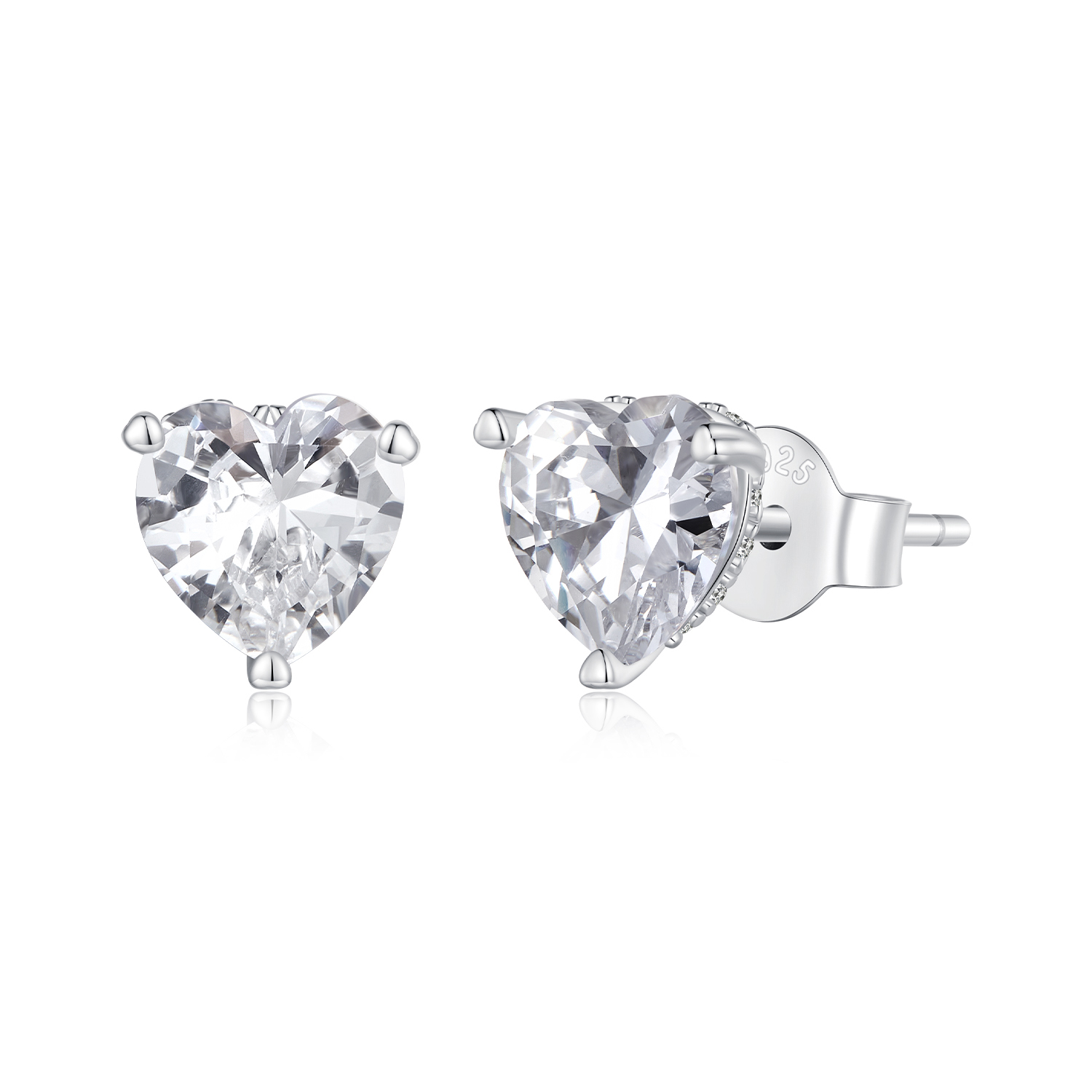 pandora style sparkling heart studs earrings bse853