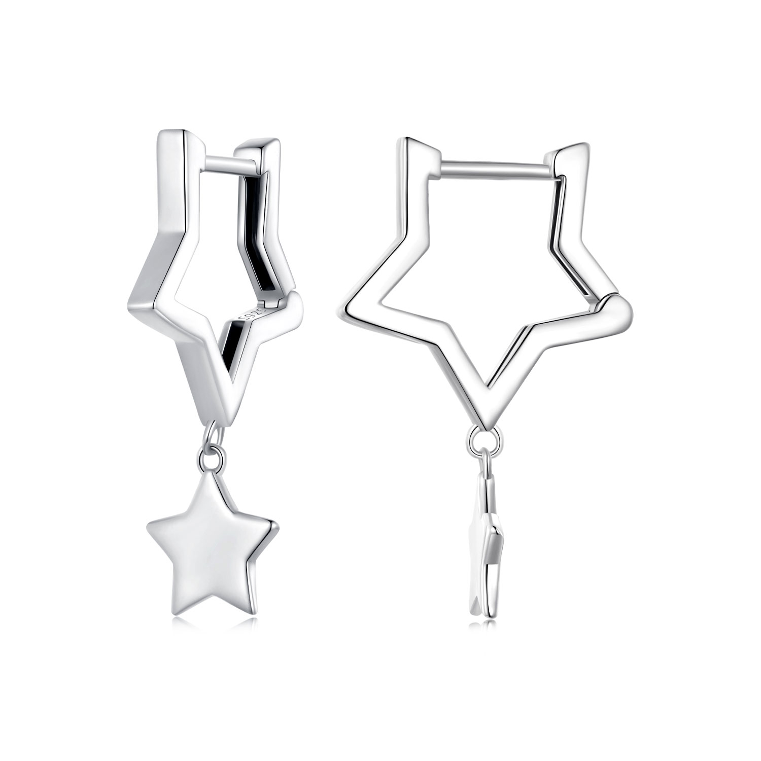 pandora style star hoop earrings sce1621