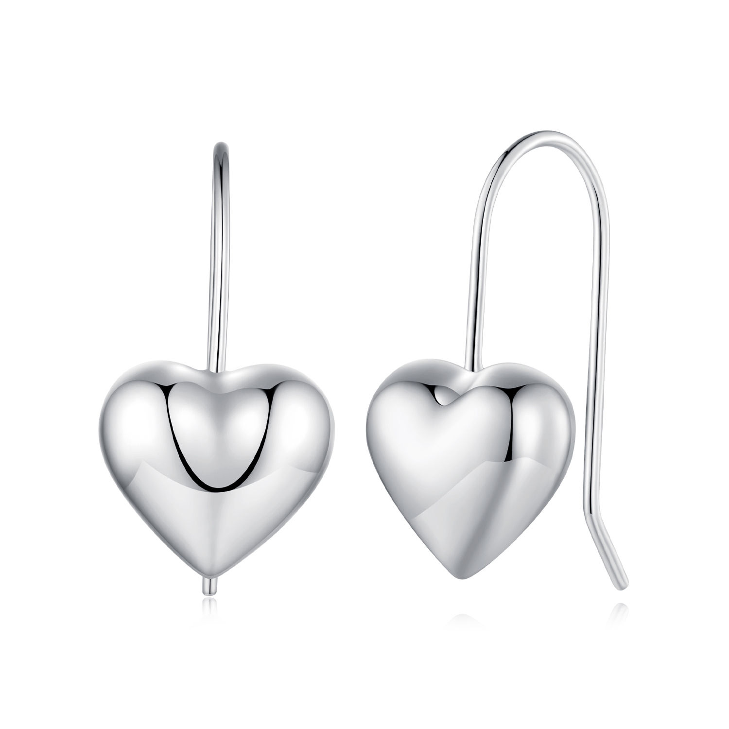 pandora style three dimensional heart shaped stud earrings bse854