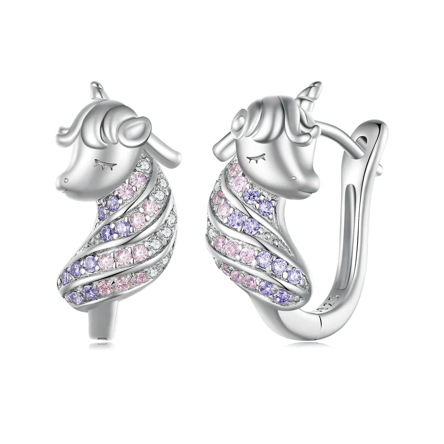 pandora style unicorn hoop earrings bse832