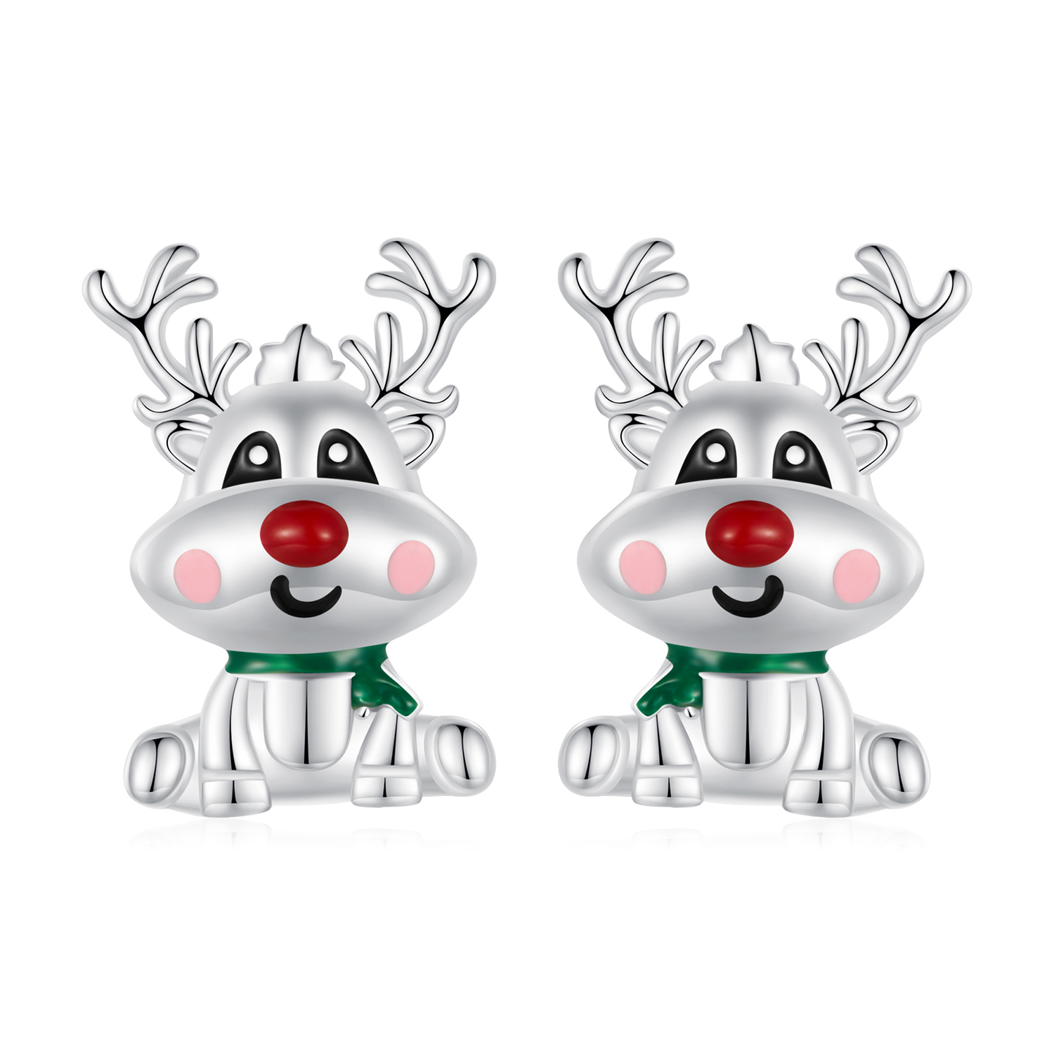 pandora inspired christmas reindeer studs earrings bse920