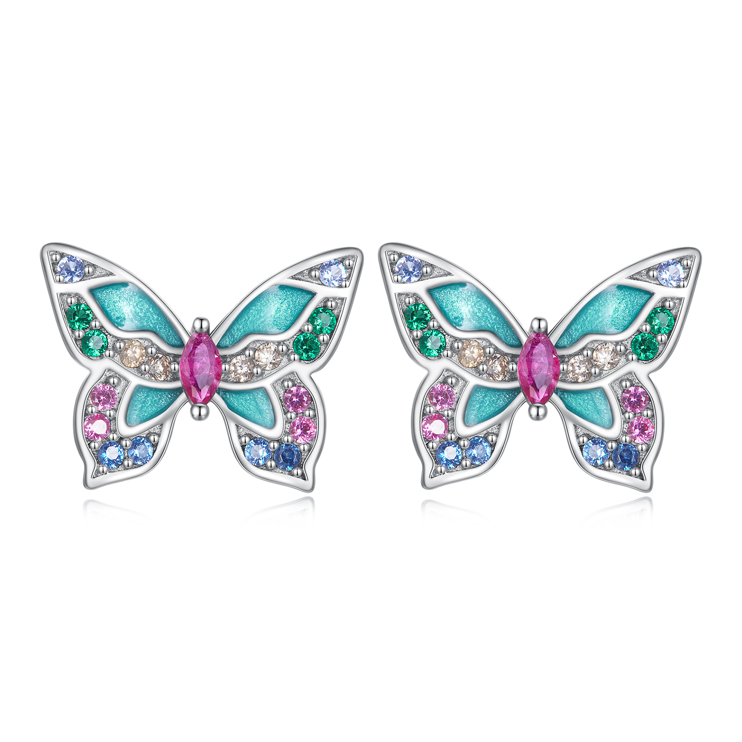 pandora style butterfly stud earrings bse807