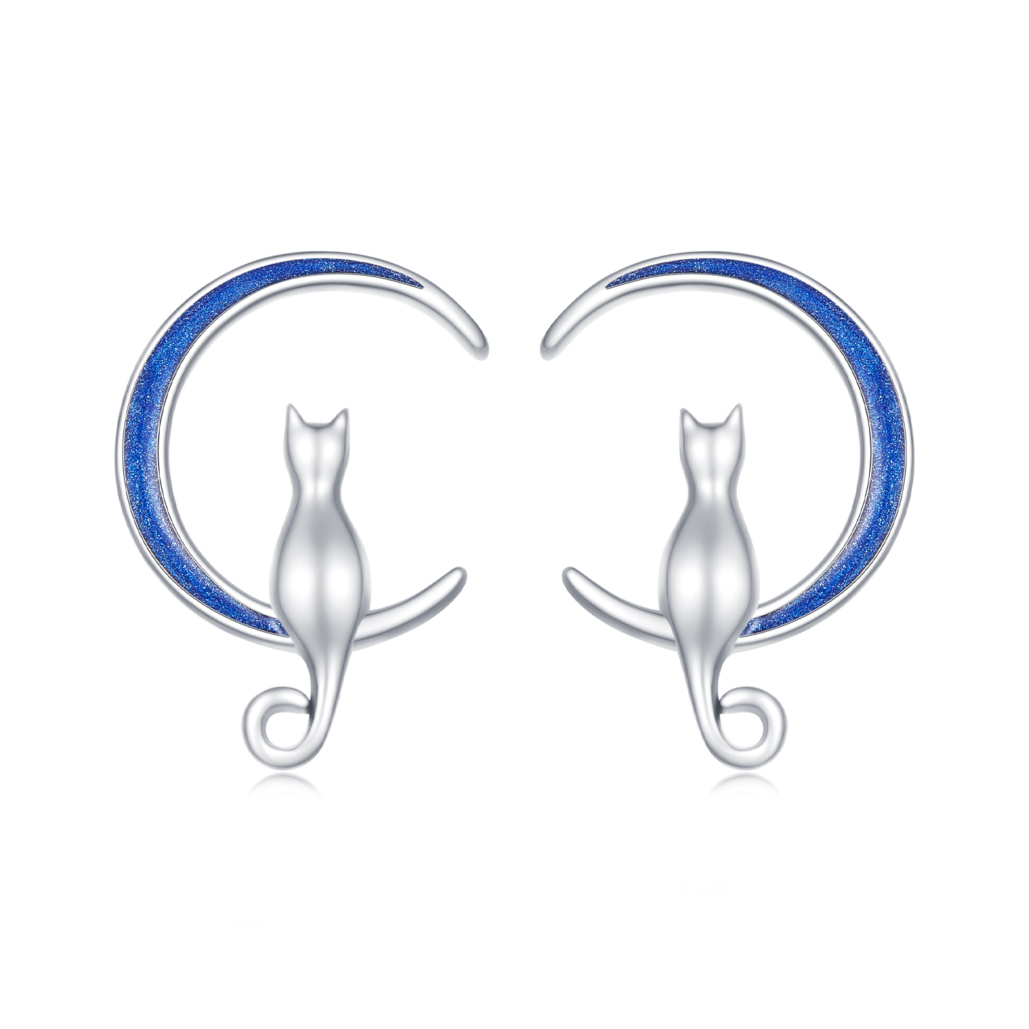 pandora style moon cat stud earrings sce1609